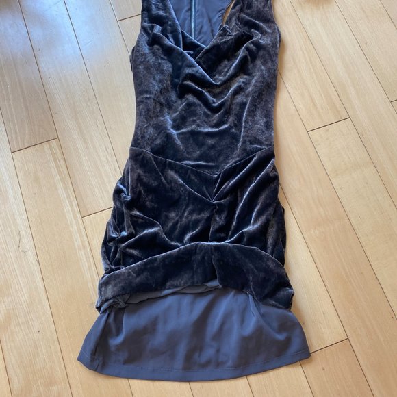 Dark Grey Nicole Miller Velvet Dress - Picture 8 of 10